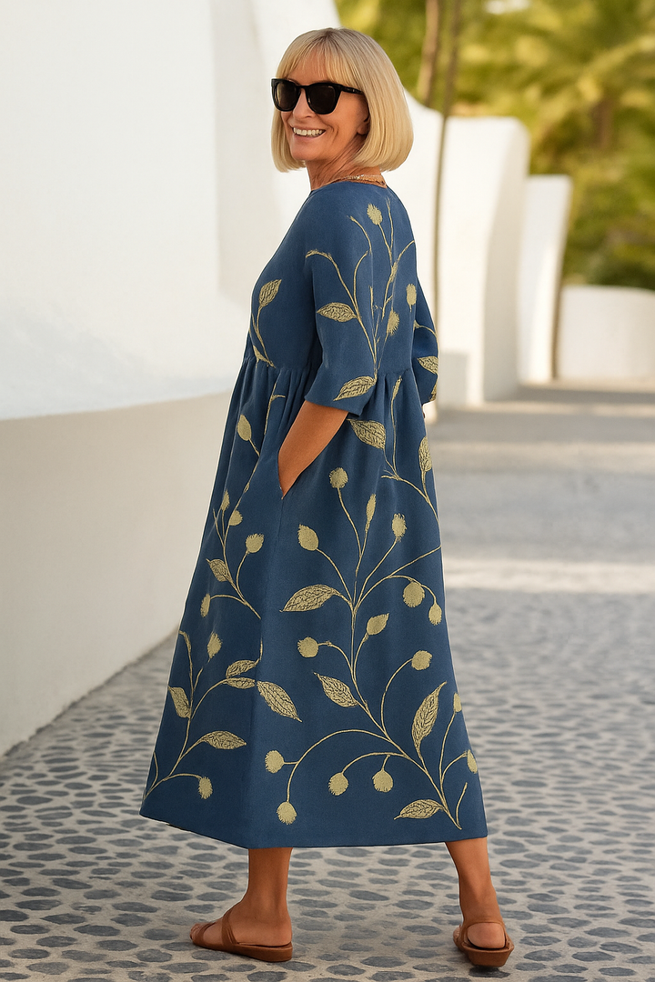 Liora | Relaxed Floral Midi Dress, Easy Grace