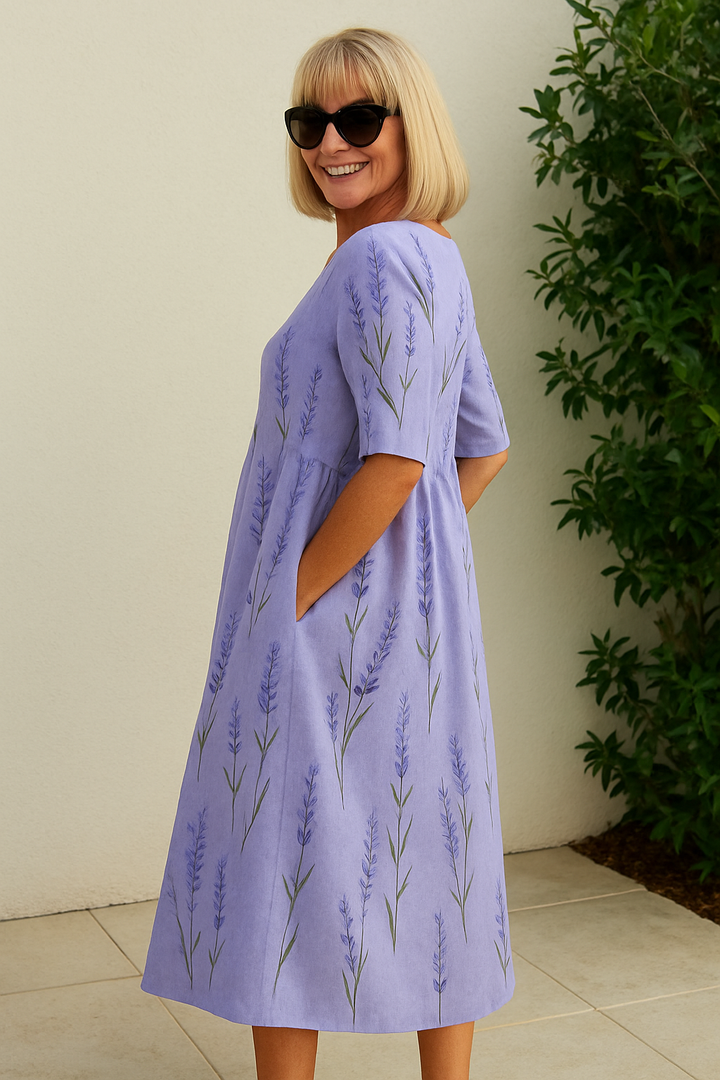 Liora | Relaxed Floral Midi Dress, Easy Grace