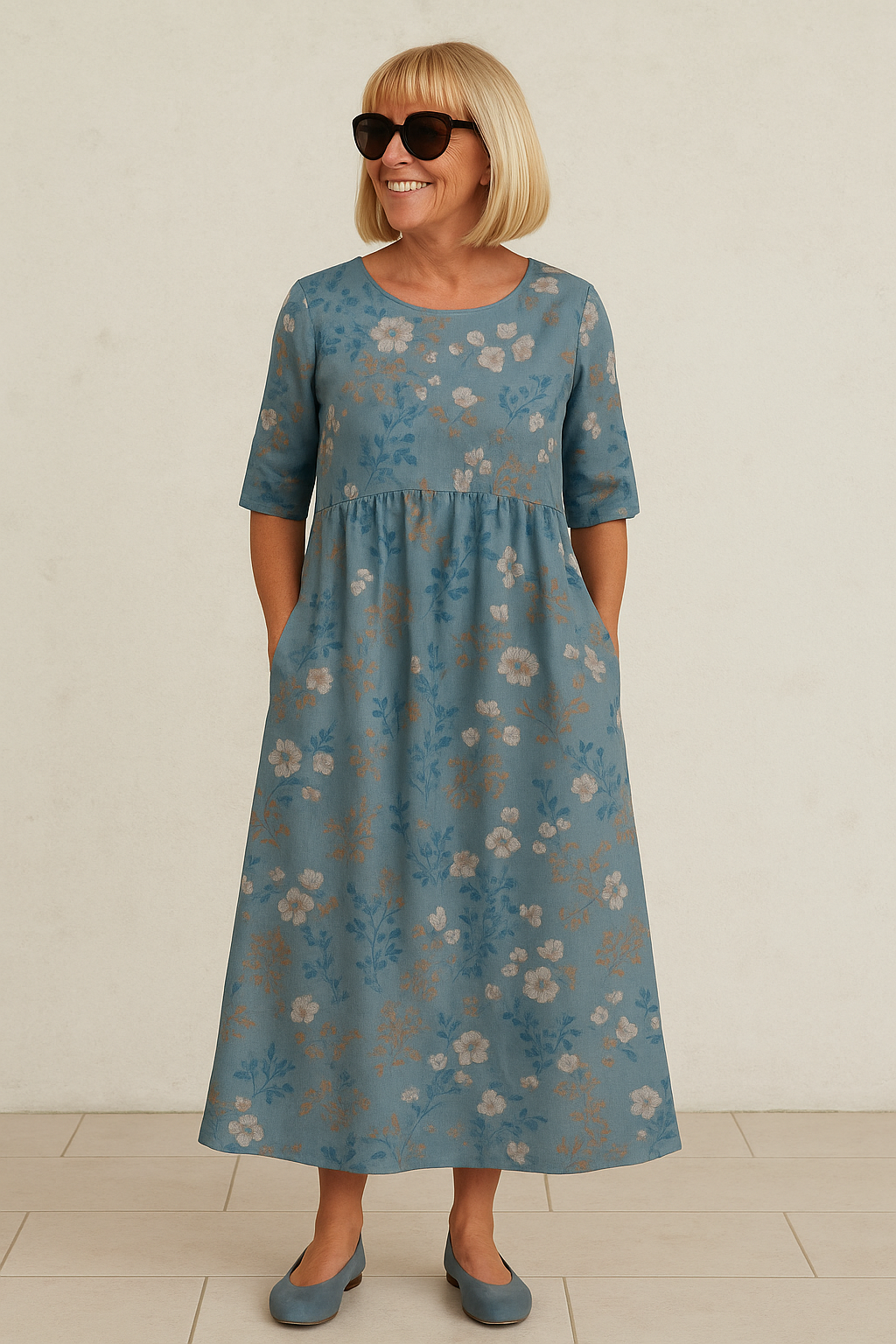 Liora | Relaxed Floral Midi Dress, Easy Grace