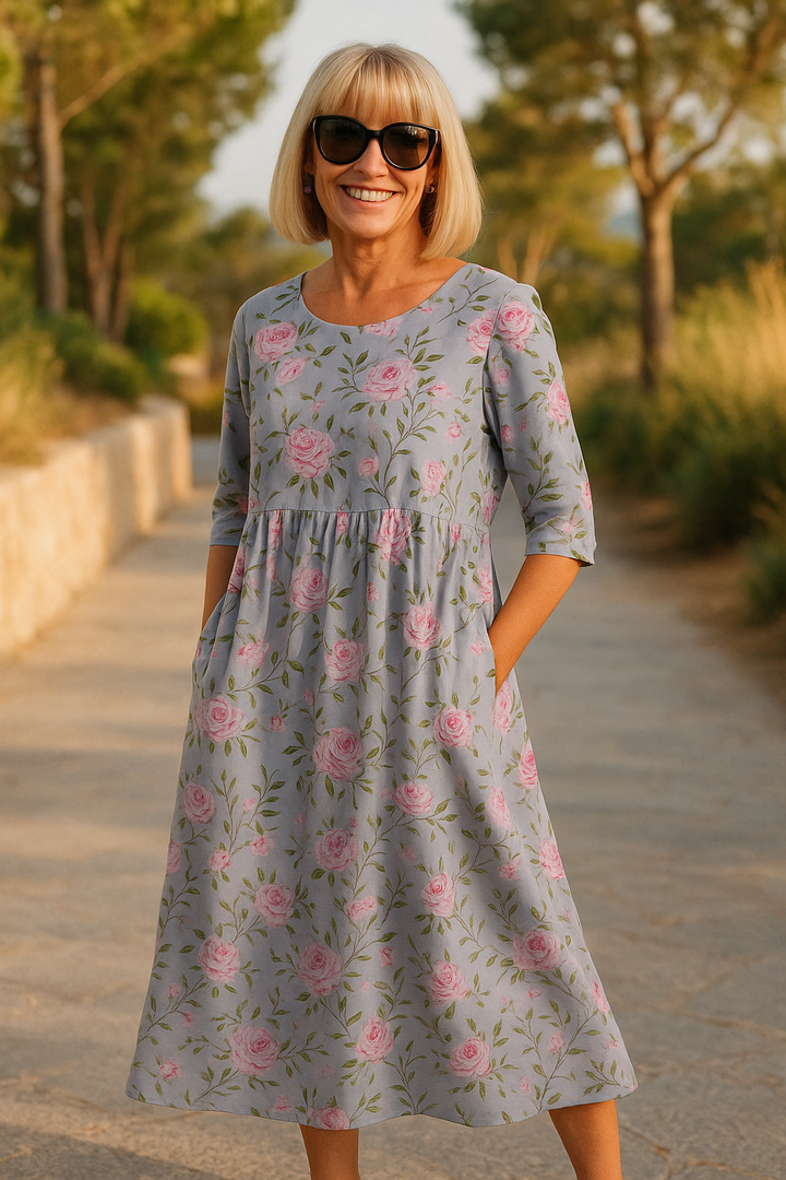 Liora | Relaxed Floral Midi Dress, Easy Grace