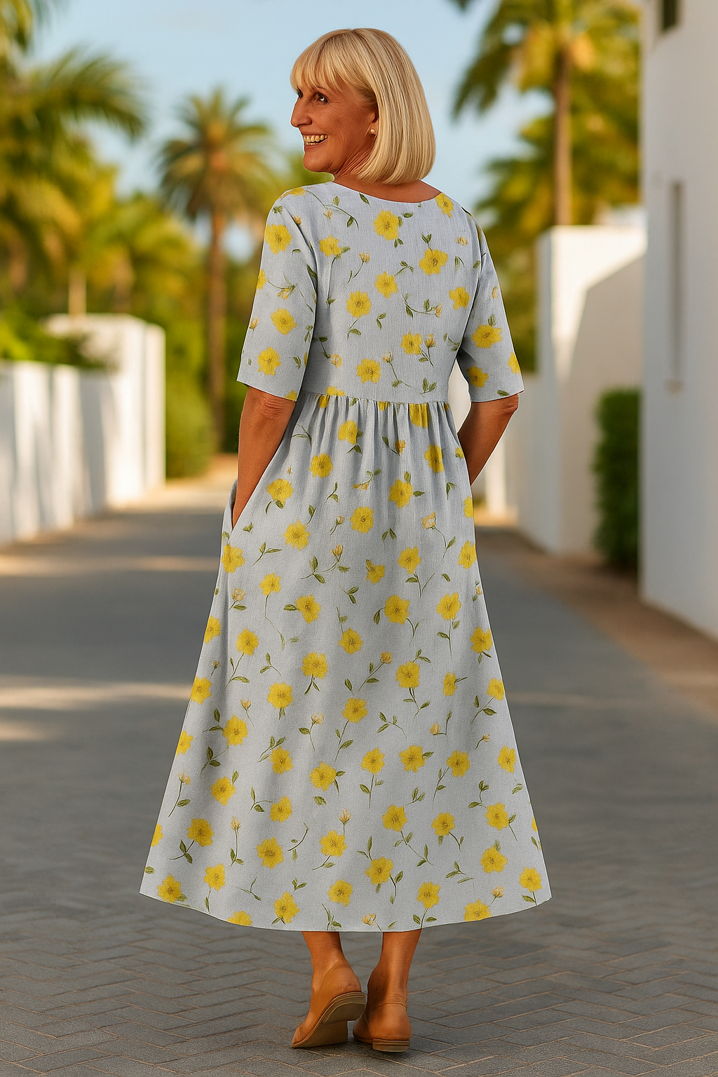 Liora | Relaxed Floral Midi Dress, Easy Grace