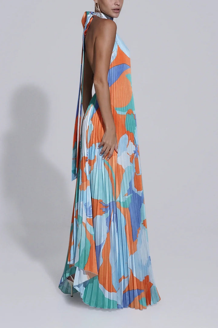 Lyra | Pleated Backless Maxi Dress