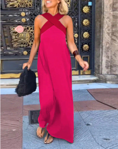 Elowen | Cross-Neck Flowing Maxi Dress