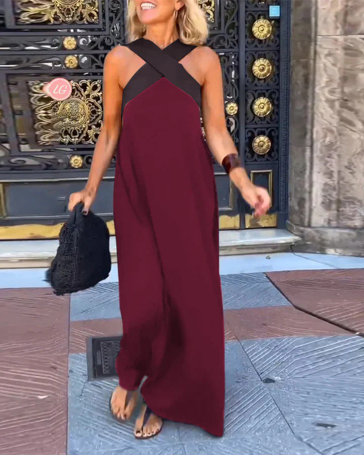 Elowen | Cross-Neck Flowing Maxi Dress