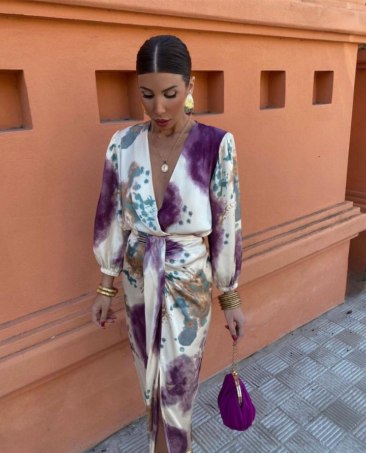 Serenya | Elegant Abstract Wrap Dress