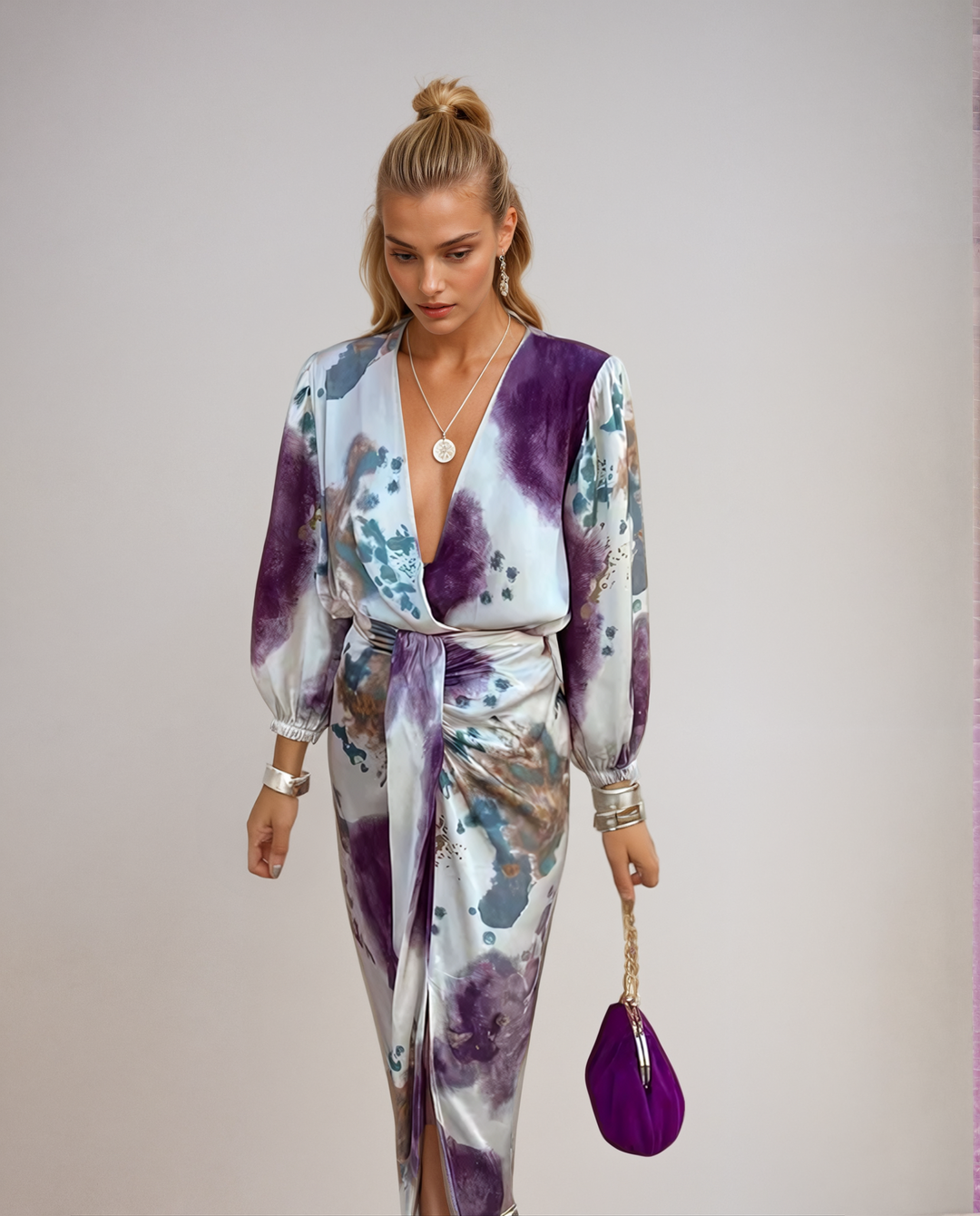 Serenya | Elegant Abstract Wrap Dress