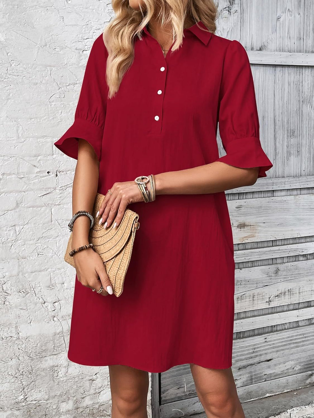 Vionne | Effortless Button-Collar Shirt Dress