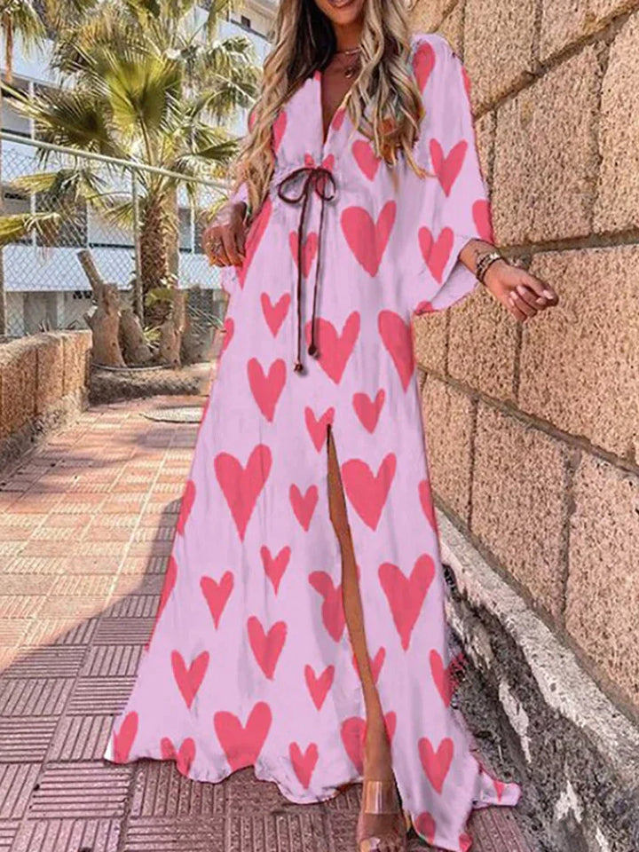 Alora | Heart Print Maxi Dress