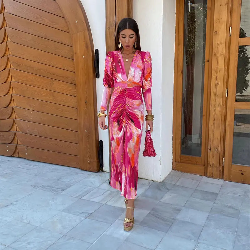 Soraya | Vibrant Ruched Midi Dress