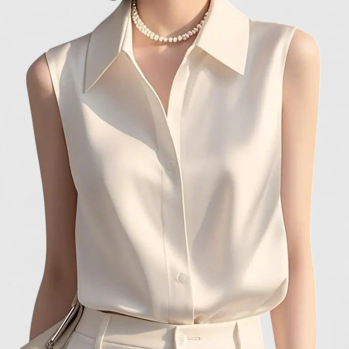 Selene | Sleek Sleeveless Button-Up Blouse