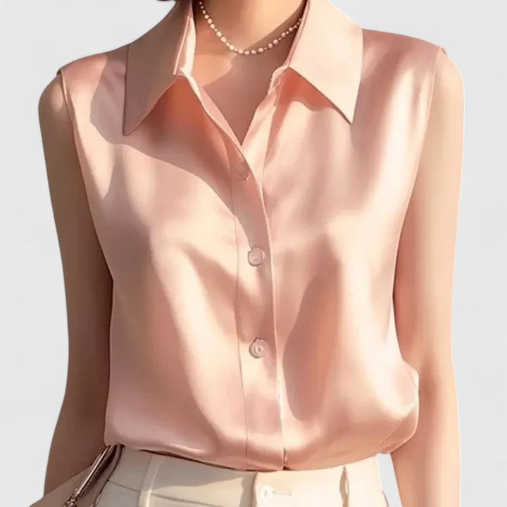 Selene | Sleek Sleeveless Button-Up Blouse