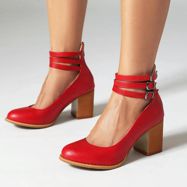 Averia | Women’s Strappy Block Heel Pumps