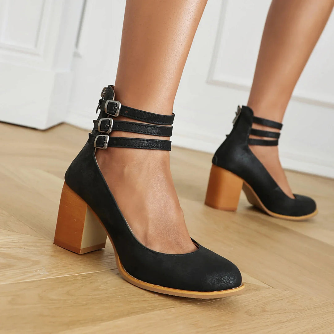 Averia | Women’s Strappy Block Heel Pumps