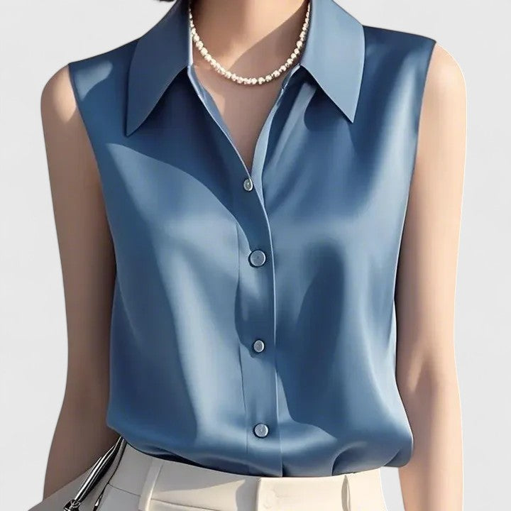 Selene | Sleek Sleeveless Button-Up Blouse