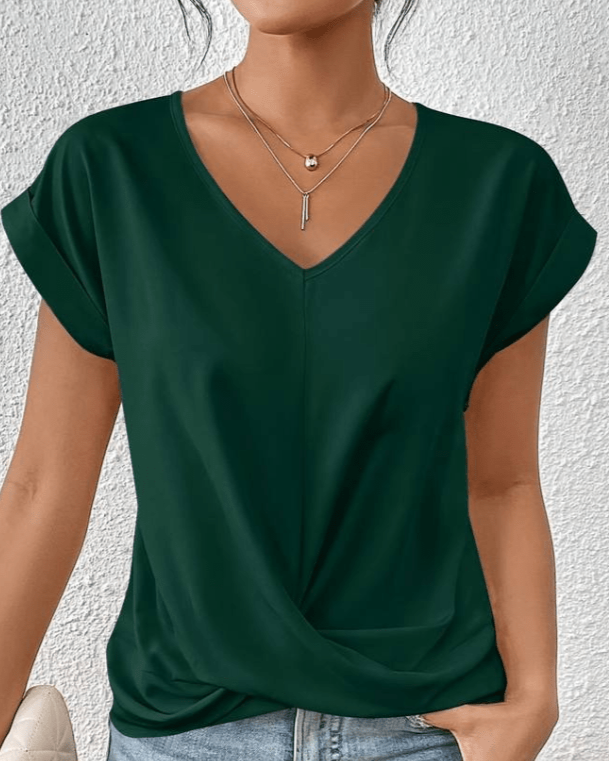 Marvien | Twist-Front V-Neck Casual Blouse