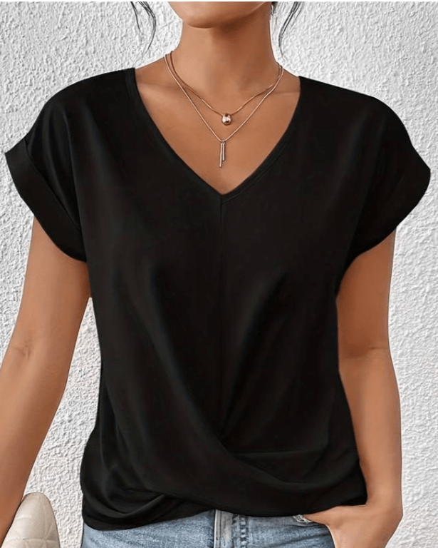 Marvien | Twist-Front V-Neck Casual Blouse