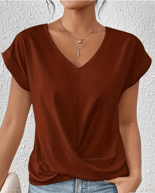 Marvien | Twist-Front V-Neck Casual Blouse