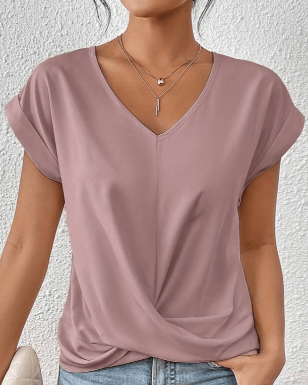 Marvien | Twist-Front V-Neck Casual Blouse