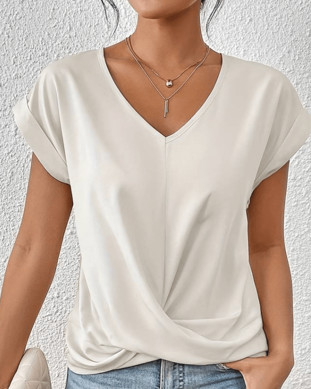 Marvien | Twist-Front V-Neck Casual Blouse
