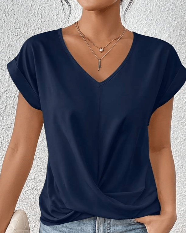 Marvien | Twist-Front V-Neck Casual Blouse