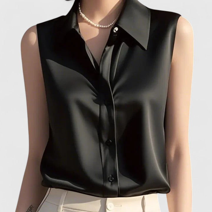Selene | Sleek Sleeveless Button-Up Blouse