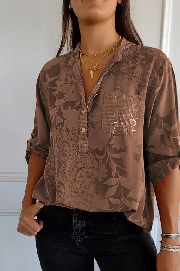 Selene | Patterned Button-Up Women’s Blouse