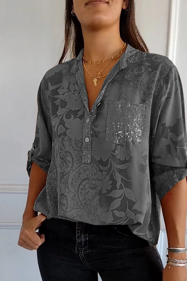 Selene | Patterned Button-Up Women’s Blouse