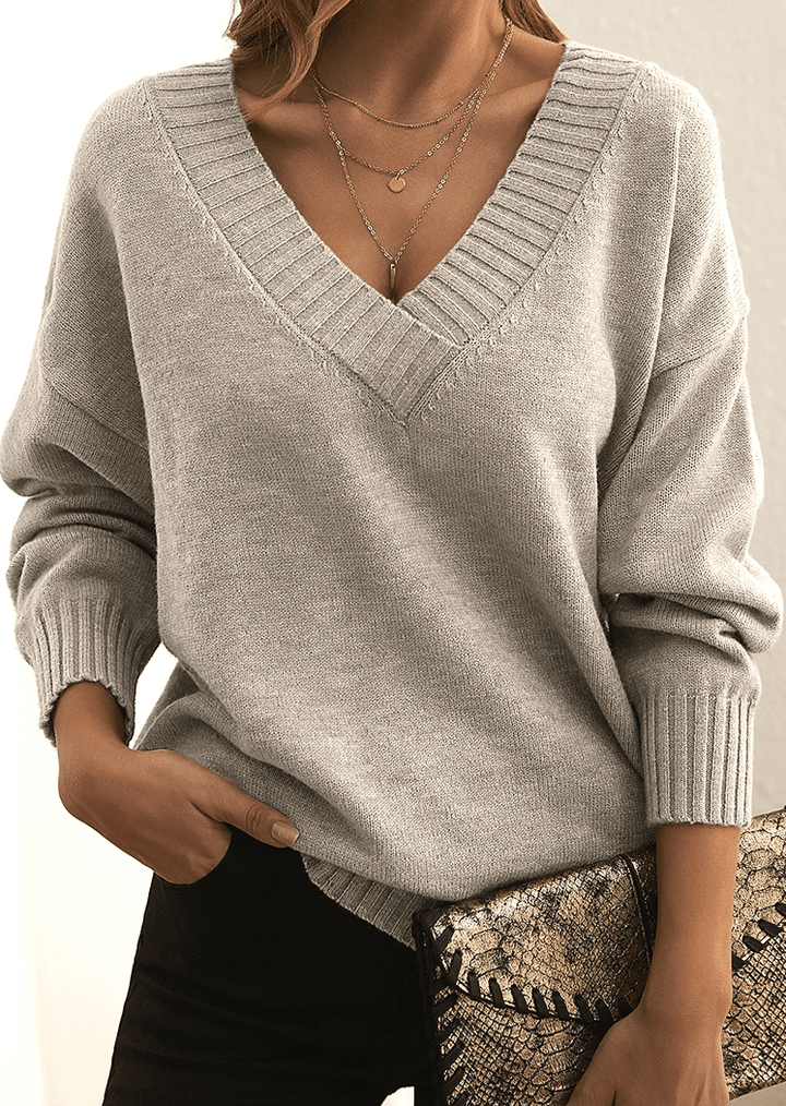Aileen | Elegant V-Neck Knit Sweater
