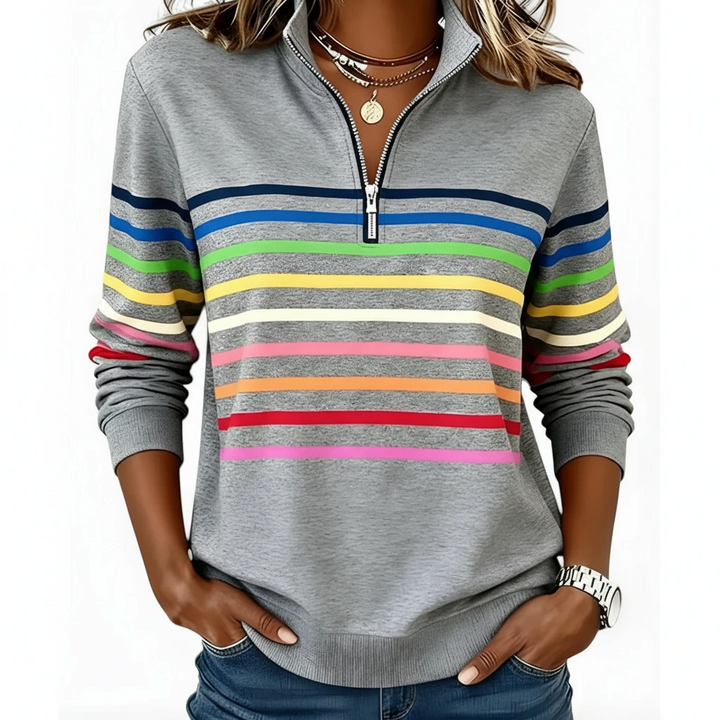 Calista | Striped Quarter-Zip Pullover