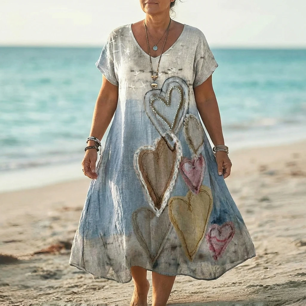 Amoura | Artistic Midi Dress, Beachside Ease