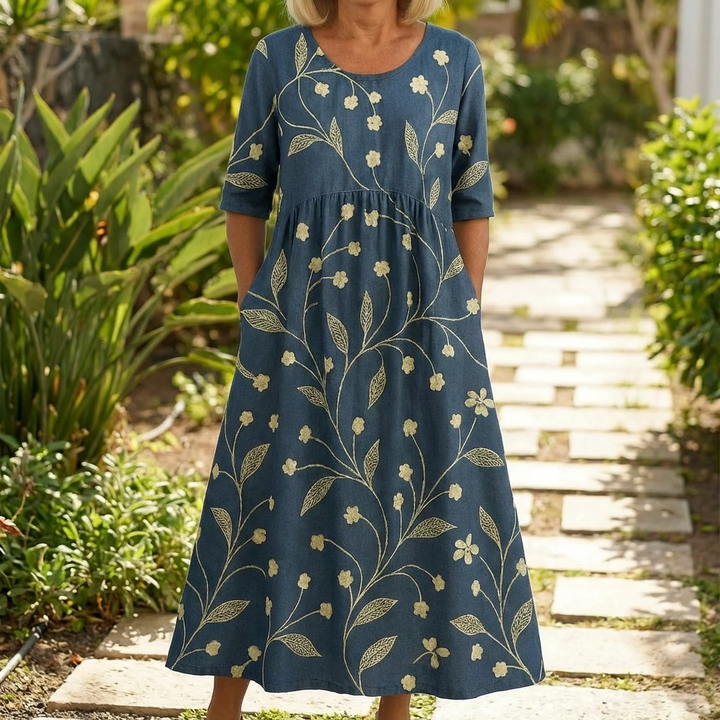 Liora | Relaxed Floral Midi Dress, Easy Grace