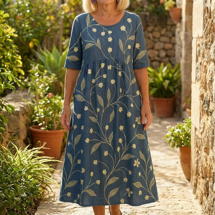 Liora | Relaxed Floral Midi Dress, Easy Grace