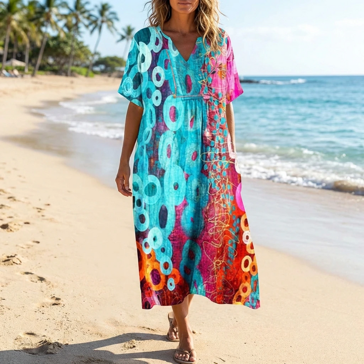 Solara | Printed Midi Kaftan Dress