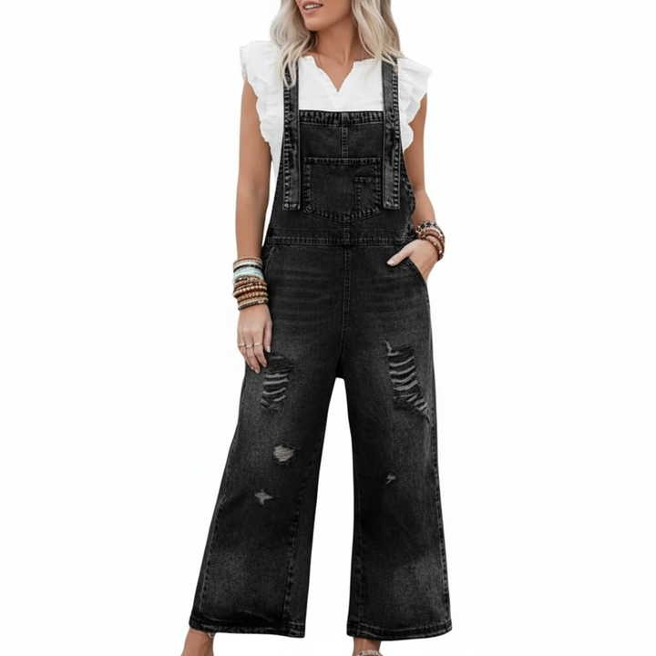 Selvora | Relaxed Denim Overall Jumpsuit