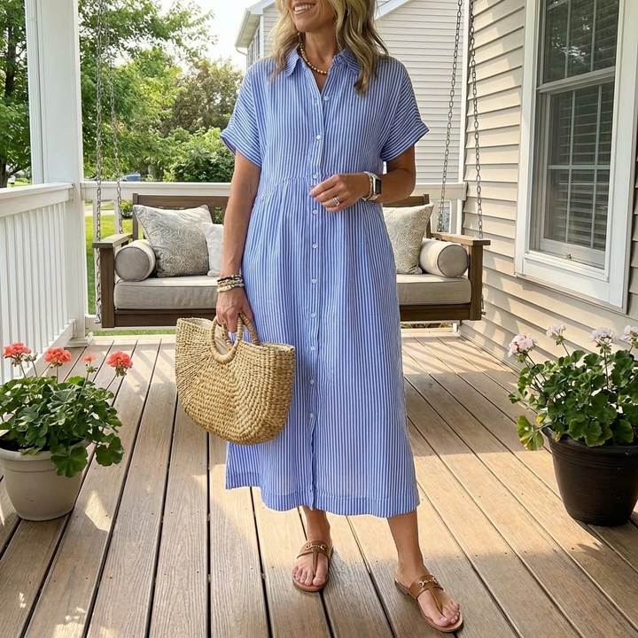 Calista | Relaxed Button-Front Midi Dress