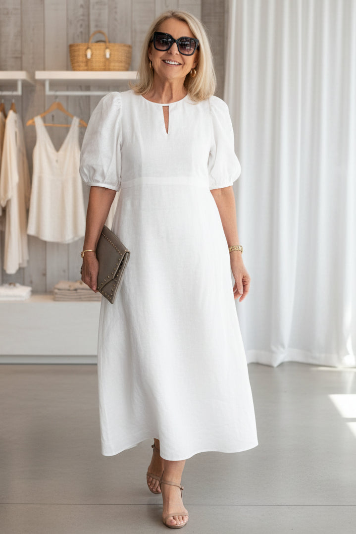 Marcelline | Flattering Puff Sleeve Midi Dress
