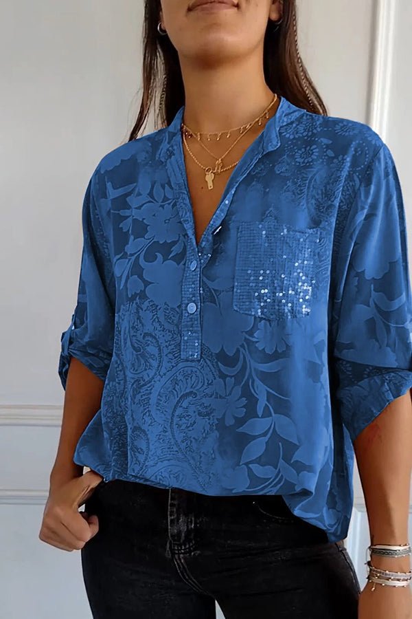 Selene | Patterned Button-Up Women’s Blouse