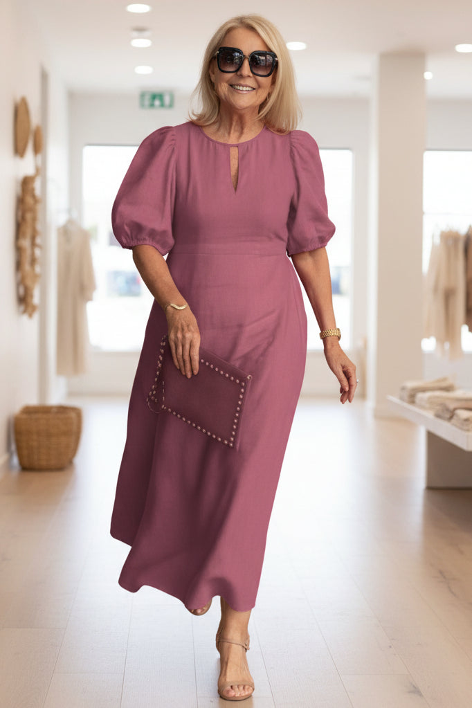 Marcelline | Flattering Puff Sleeve Midi Dress