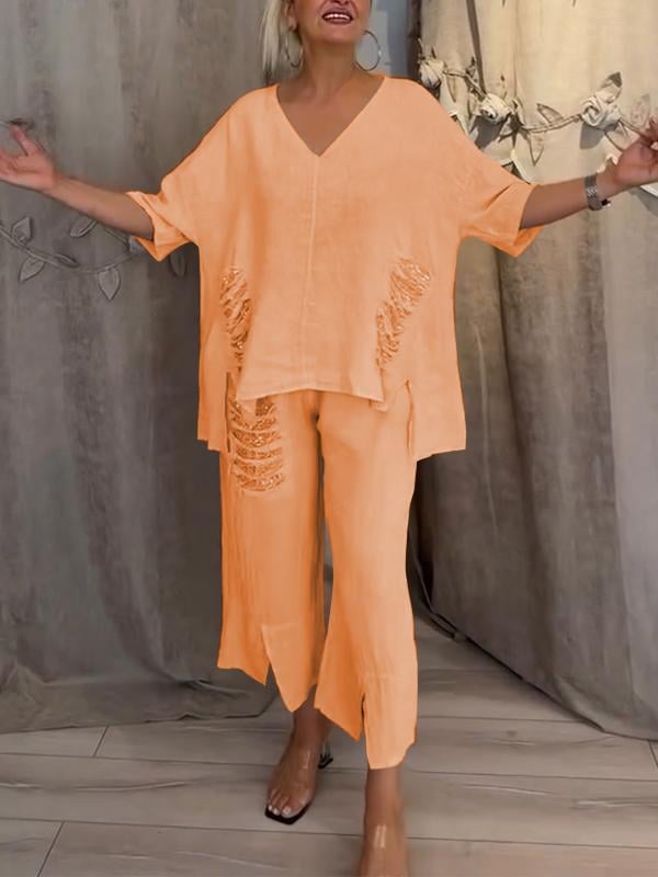 Soraya | Distressed Detail Two-Piece Set