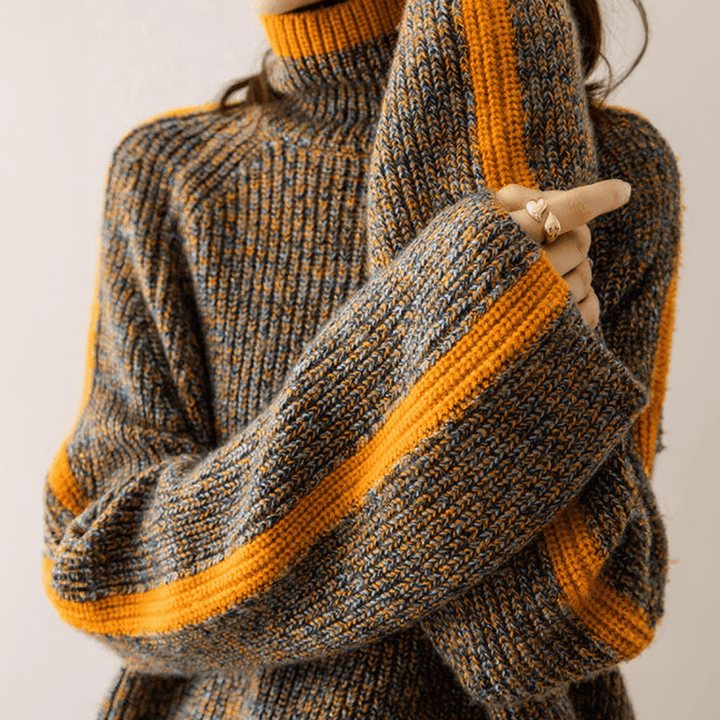 Norelle | Striped Oversized Turtleneck Sweater
