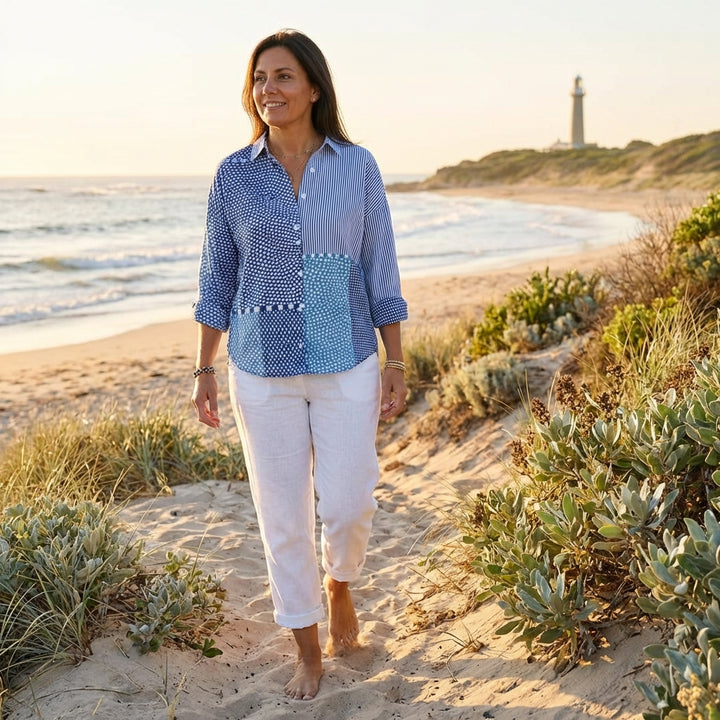 Brinley | Patchwork Button Up Blouse