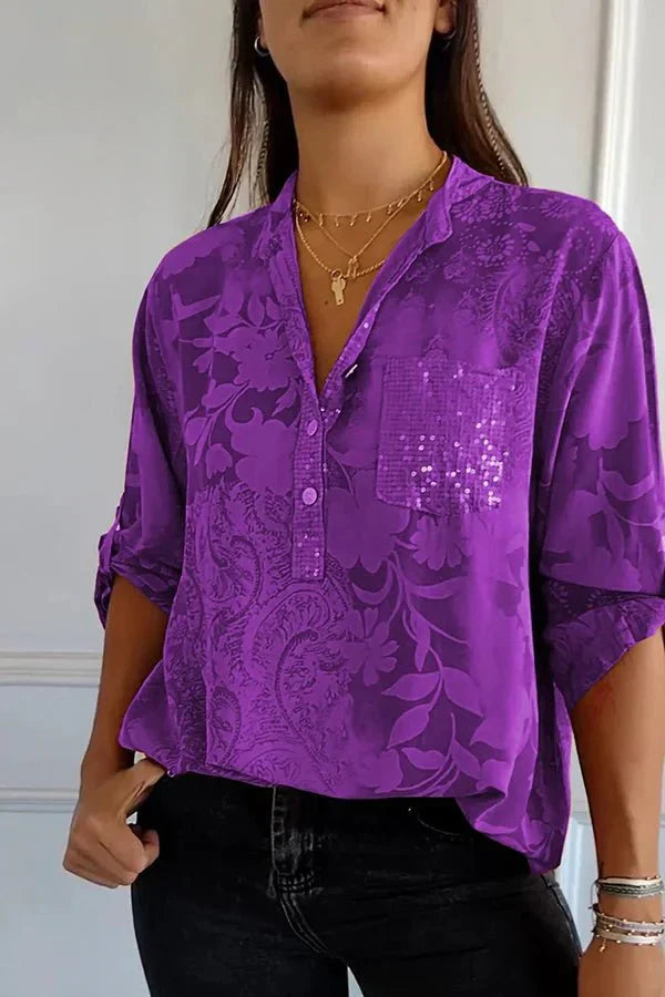 Selene | Patterned Button-Up Women’s Blouse