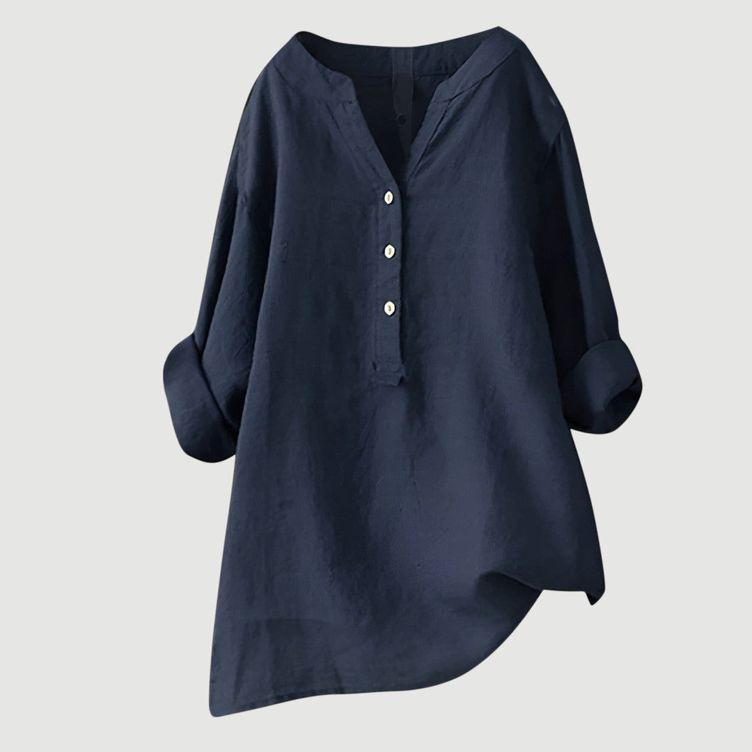 Rhea | Relaxed Button-Down Tunic Top