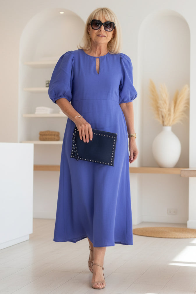 Marcelline | Flattering Puff Sleeve Midi Dress