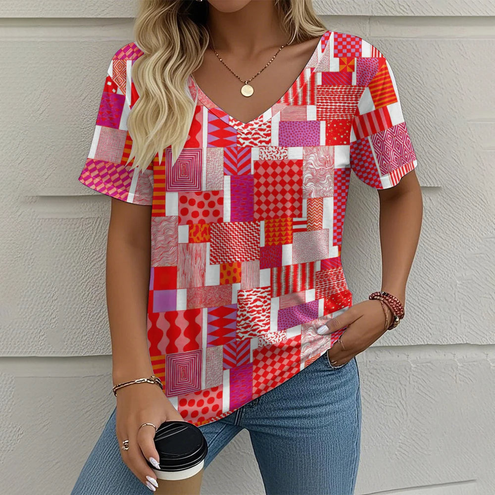 Aubrey | Casual V-Neck Patterned Women’s Top