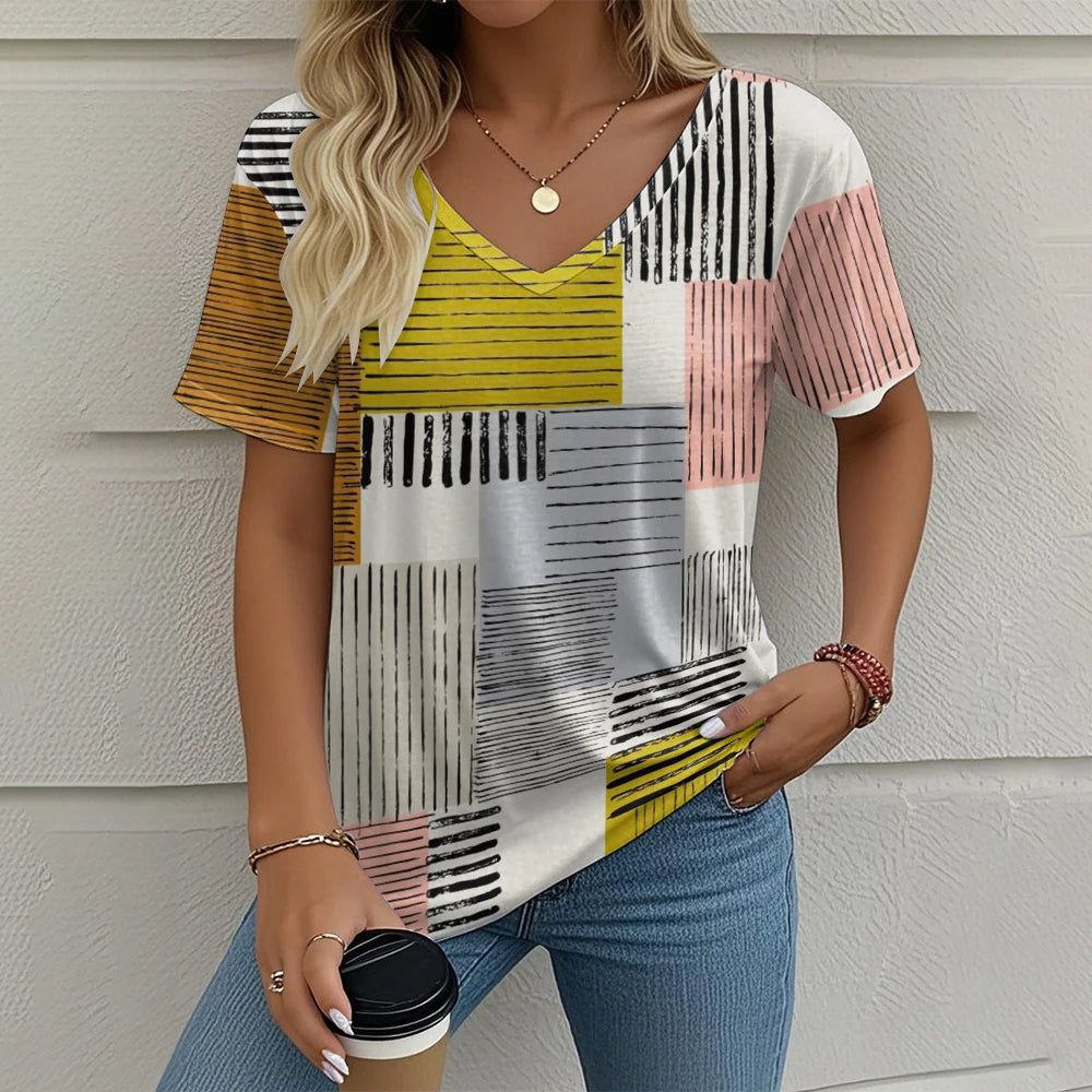 Aubrey | Casual V-Neck Patterned Women’s Top