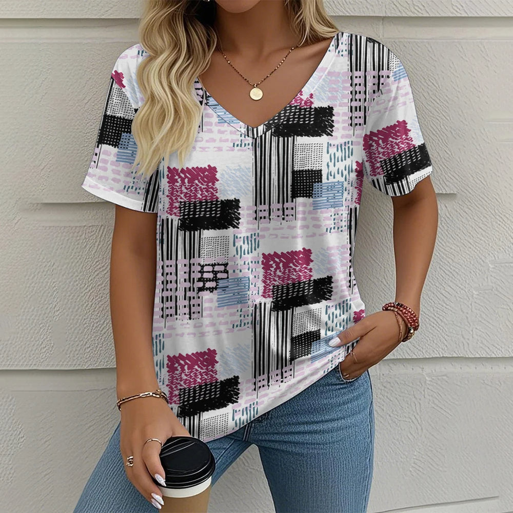Aubrey | Casual V-Neck Patterned Women’s Top