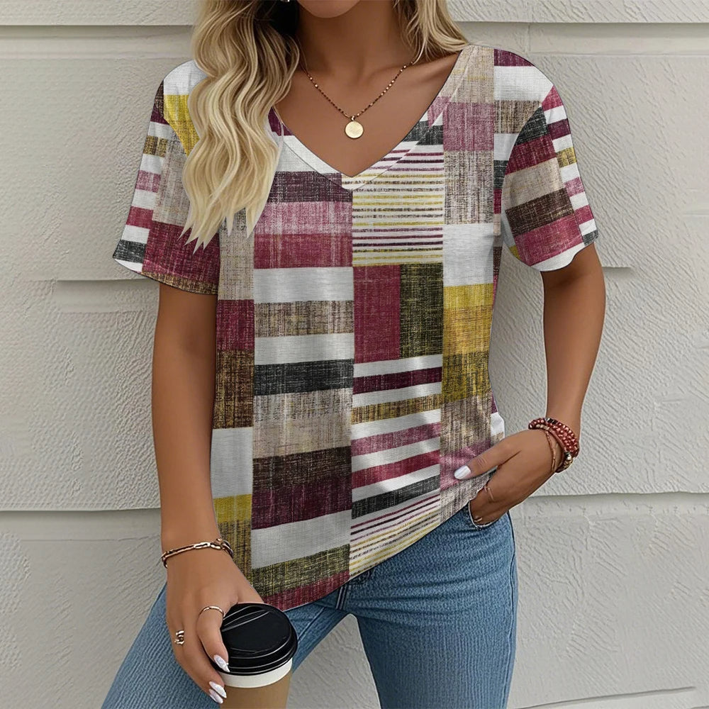 Aubrey | Casual V-Neck Patterned Women’s Top