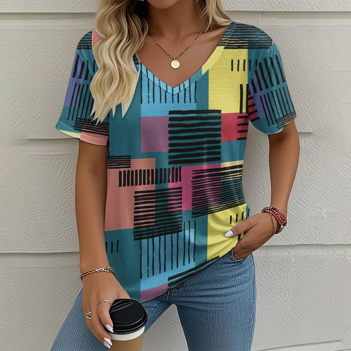 Aubrey | Casual V-Neck Patterned Women’s Top