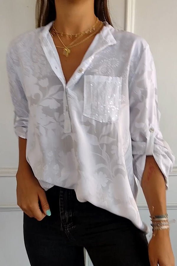 Selene | Patterned Button-Up Women’s Blouse